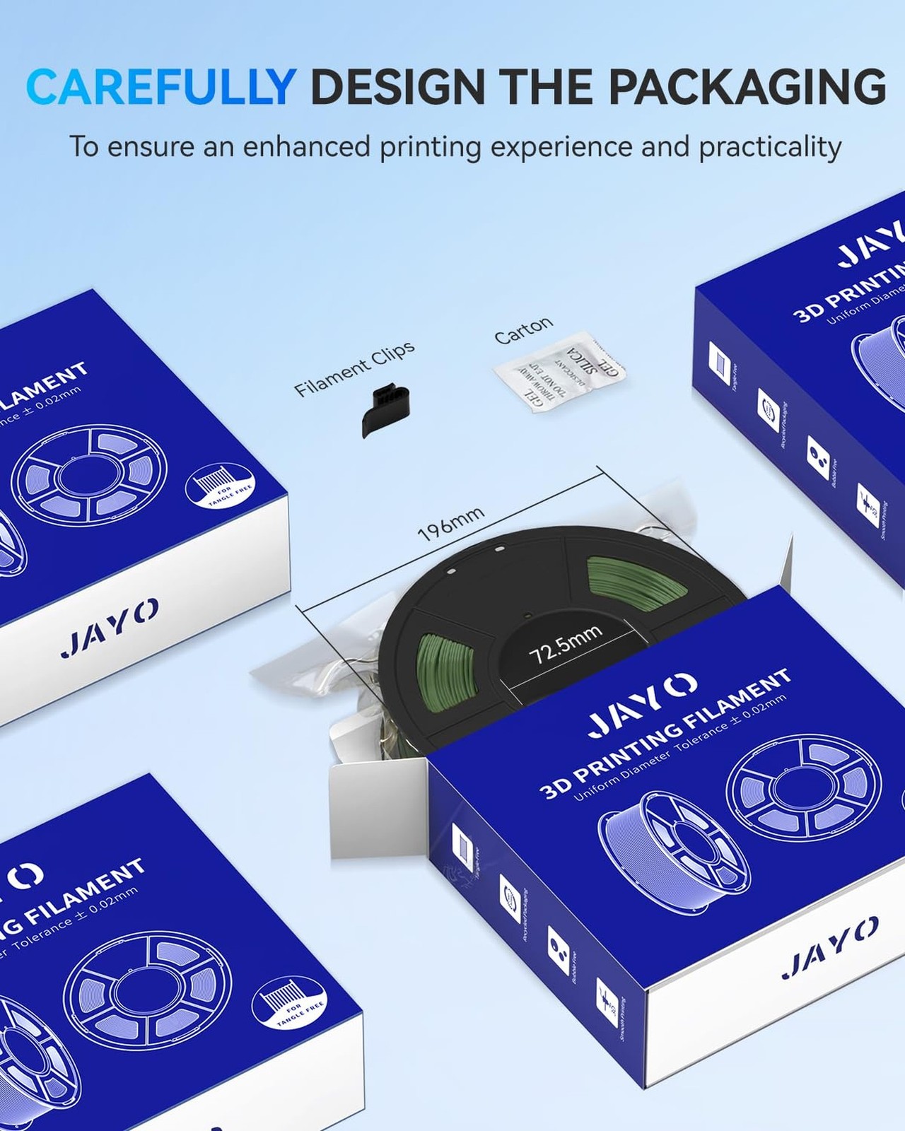 JAYO Rapid Matte PETG Filament 1.75mm Black 1.1KG, High Speed 30-600mm/s 3D P…