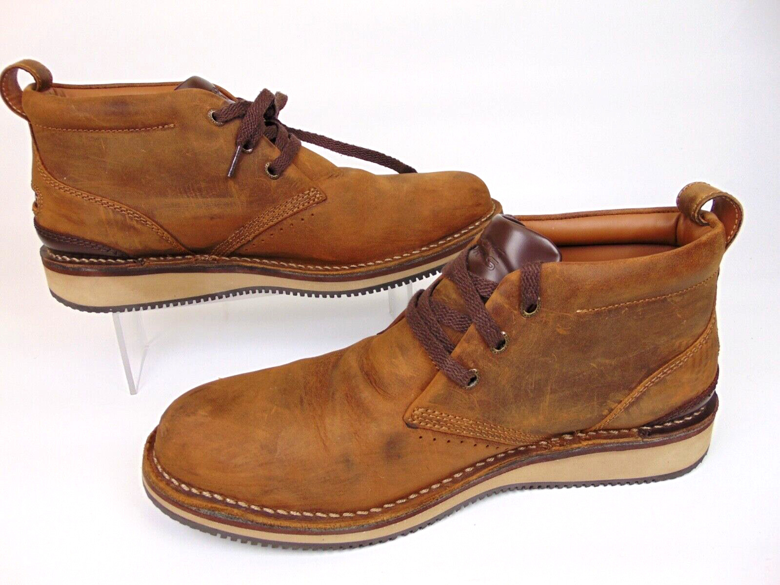 Rockport Mens Prestige Point Work Safety Toe Chukka Size 10.0 WIDE, Brown Leathe