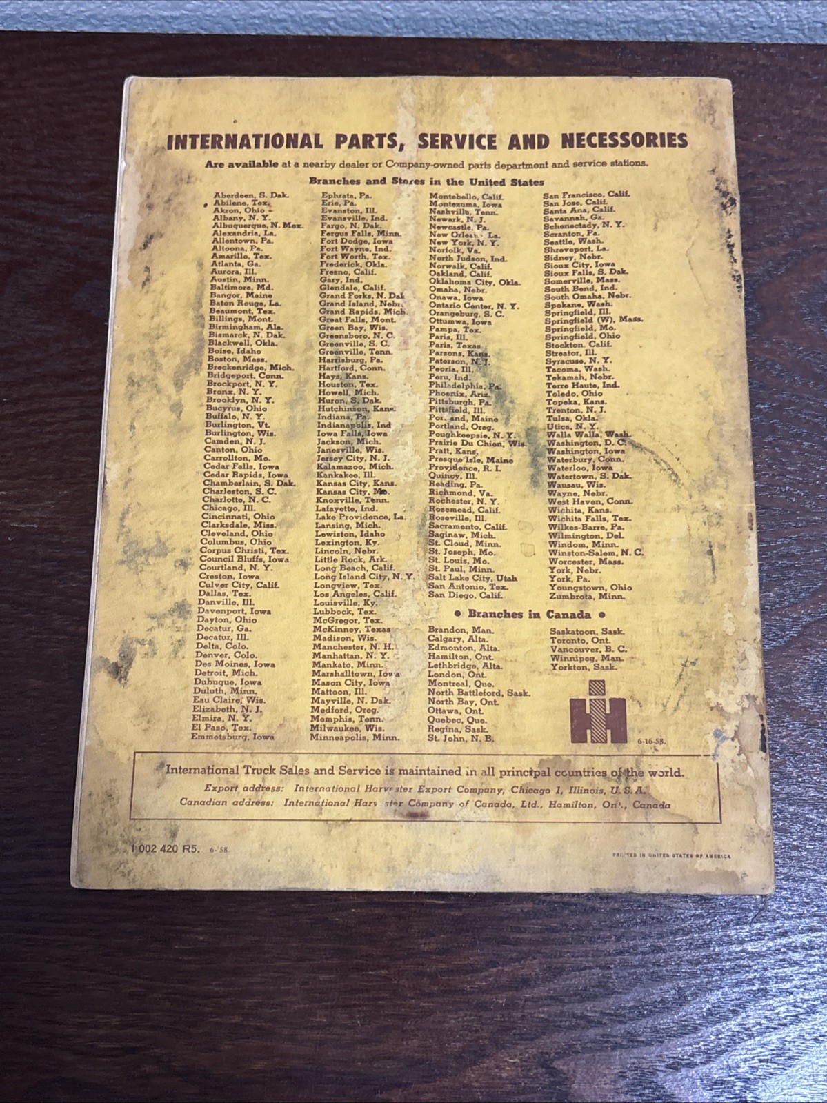 1957 International Harvester Motor Trucks Operators Manual. A-100 ACF-170 AC-170