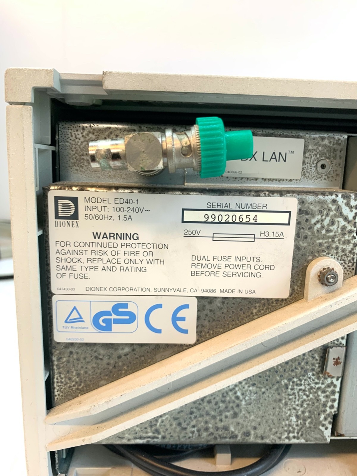 Dionex ED40-1 Electrochemical Detector Working Condition S8704 ARA