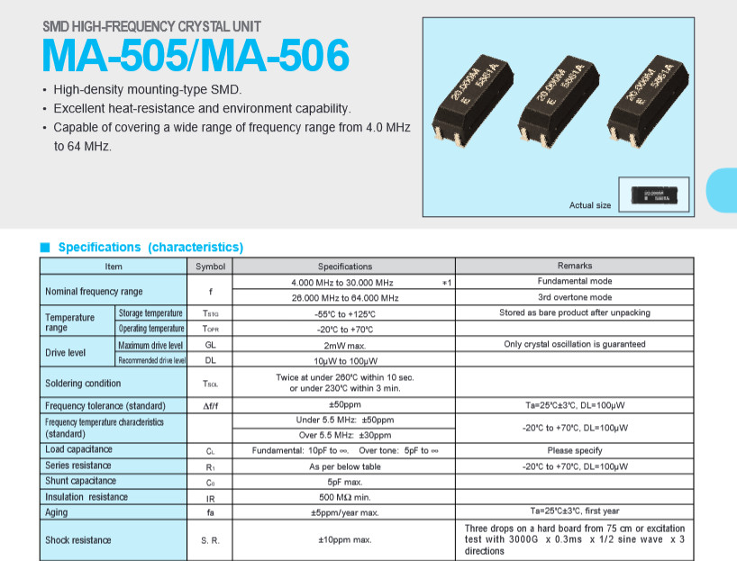 QTY (50) 24 MHz SURFACE MOUNT CRYSTALS 15pf MA505-24.000M-R3 SEIKO-EPSON
