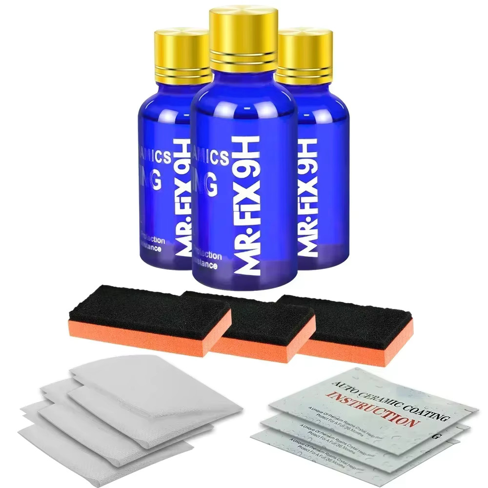 3PCS 9H Car Liquid Ceramic Coat Set Super Hydrophobic Nano Coating Clean Gift