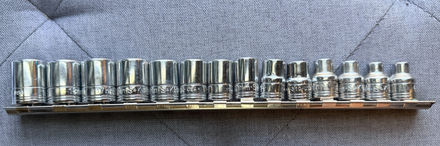 SK Tools 14 Piece 3/8″ Drive 6 Pt. Metric Chrome Socket Set USA