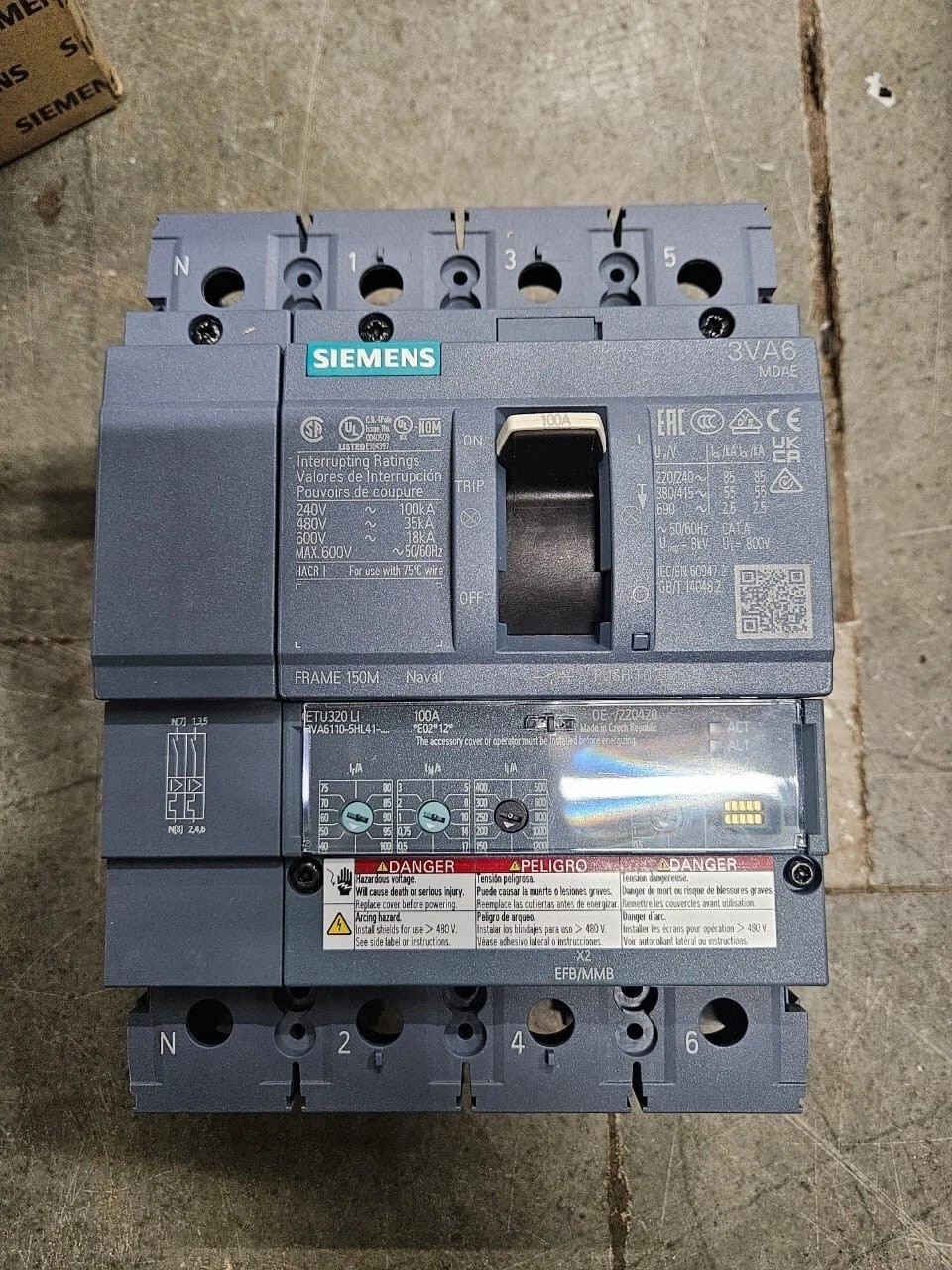 NEW Siemens 3VA6110-5HL41-0AA0 Circuit Breaker 100A with Rotary Operator