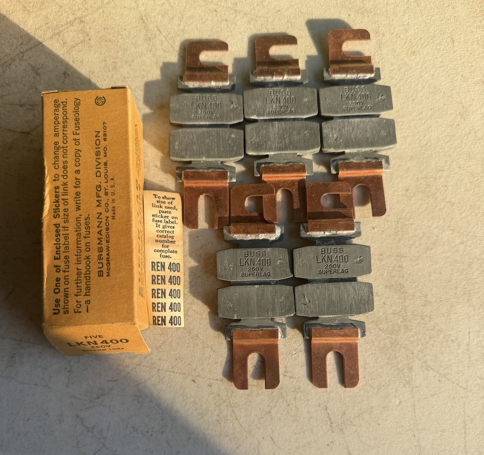 Lot Of 5! BUSSMANN LKN400 Super-Lag Renewal Links LKN 400