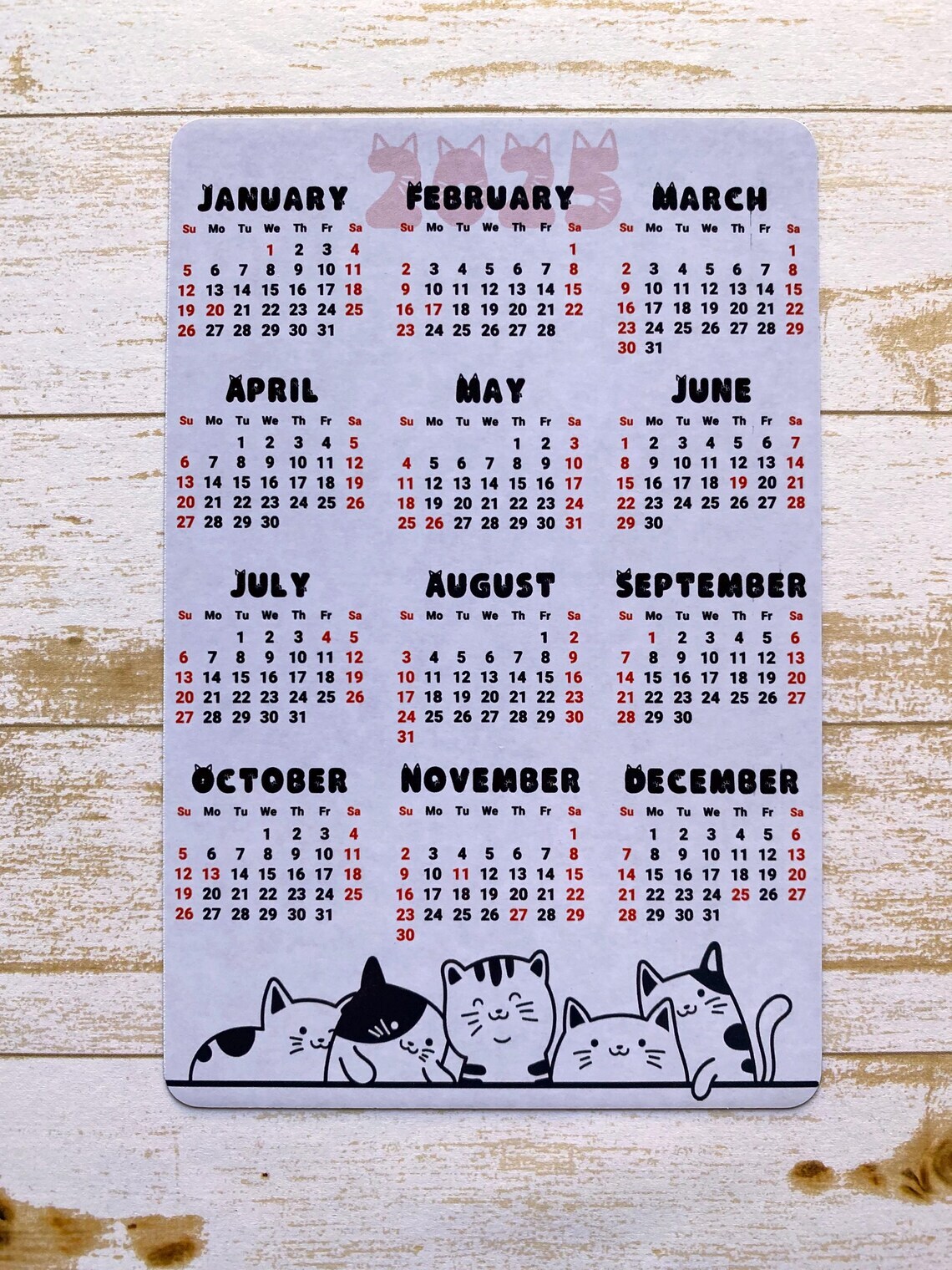 Cat Lover Calendar Magnet 4″ x 6″ | Start On Any Month | Magnetic Calendar
