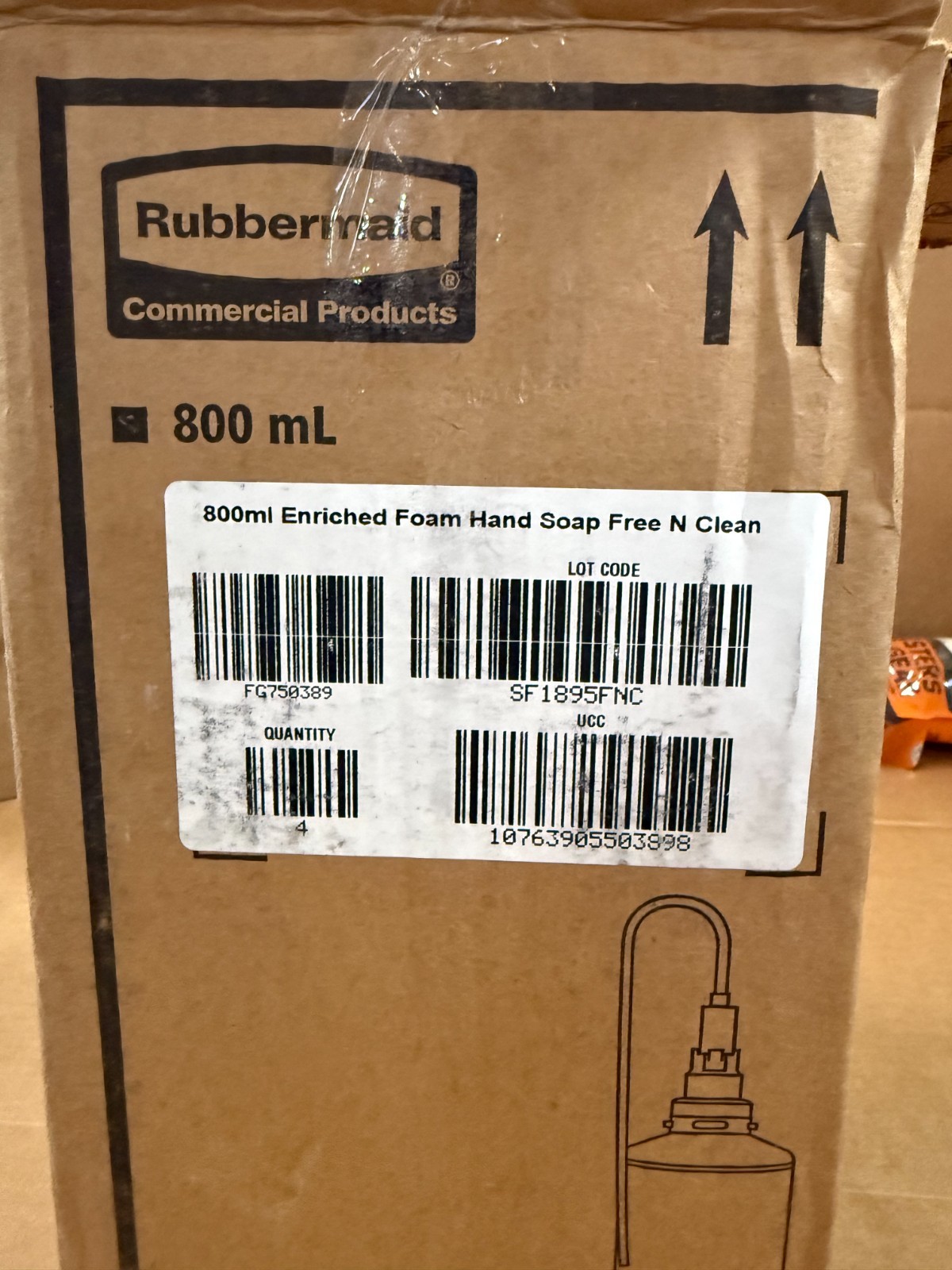 Case of 4 800ml Enriched Foam ‘N Free Hand Soap Rubbermaid OneShot, FG750389