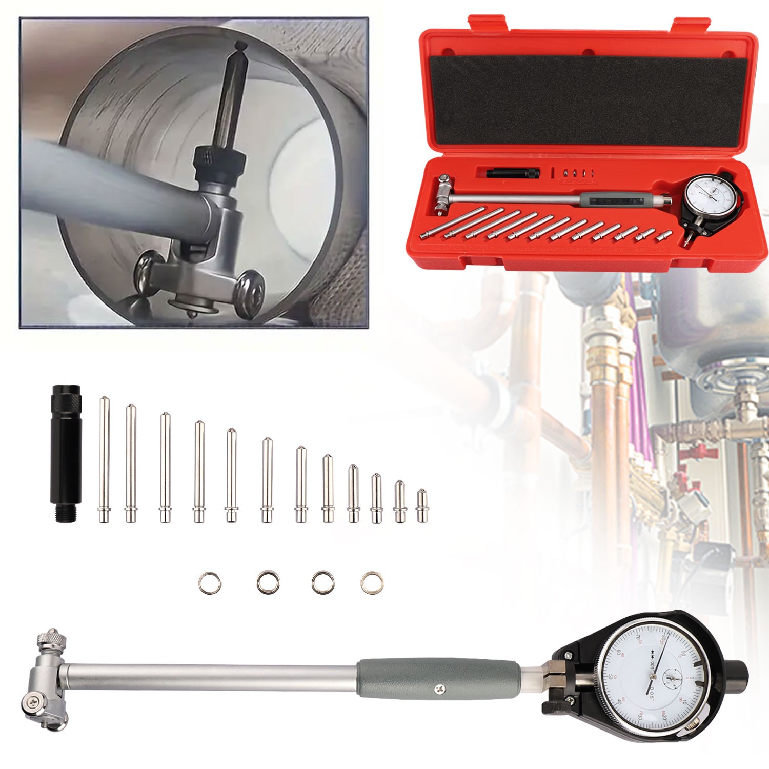 Dial Bore Gauge 0.001″ Deep Engine Hole Cylinder Measurement Gage Indicator 2-6″