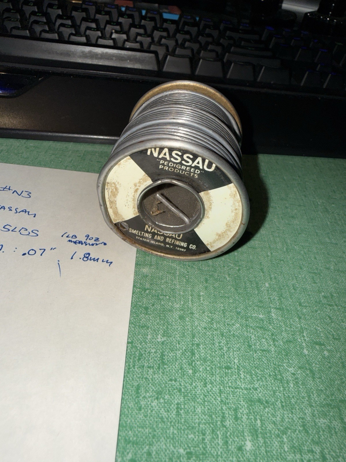 1.5 lbs Nassau Smelting & Refining Co, Rosin Core Solder Lashing wire #n3