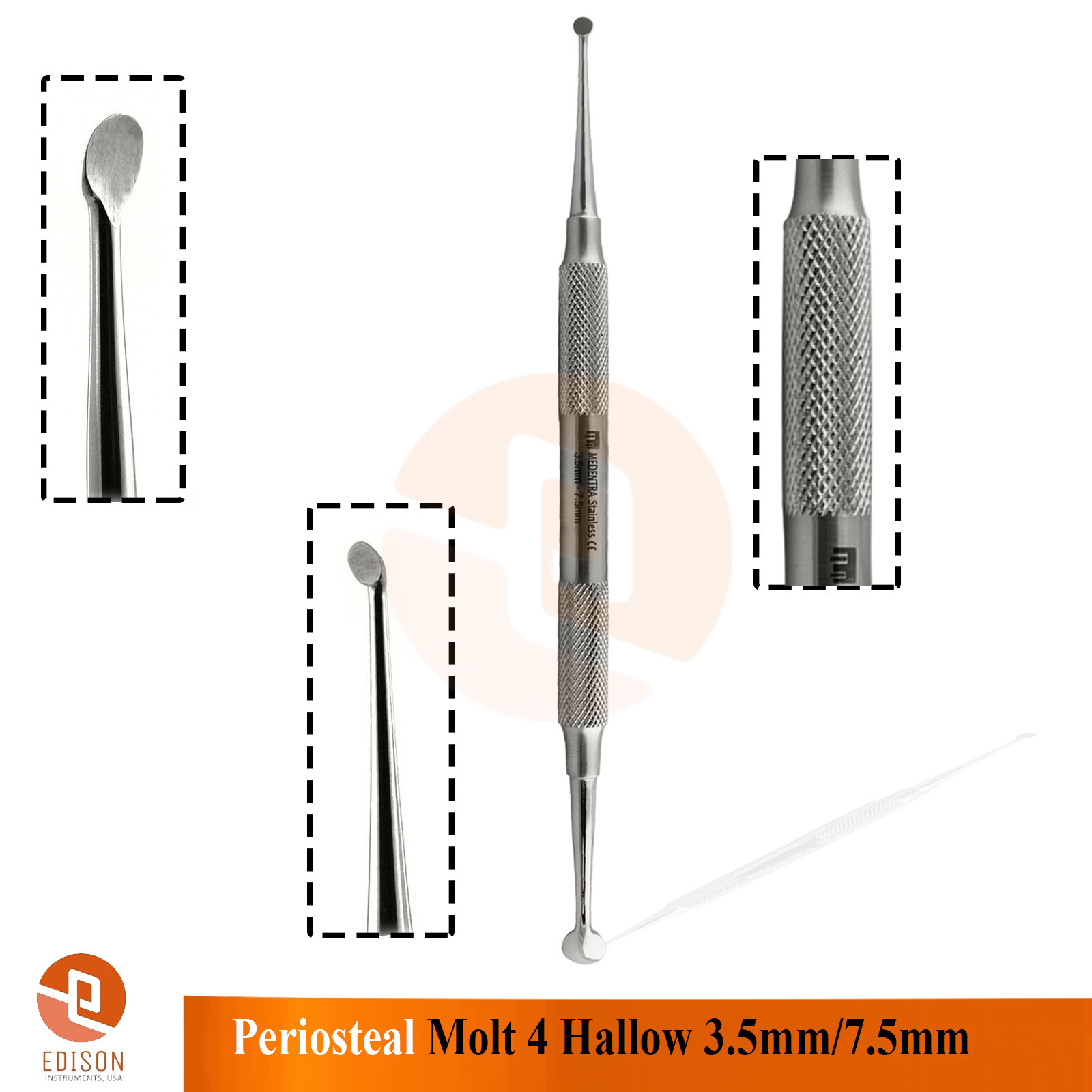 Surgical Periosteal Molt #4 Modified Buser Chisel 4mm-6mm Seldin Elevators Set