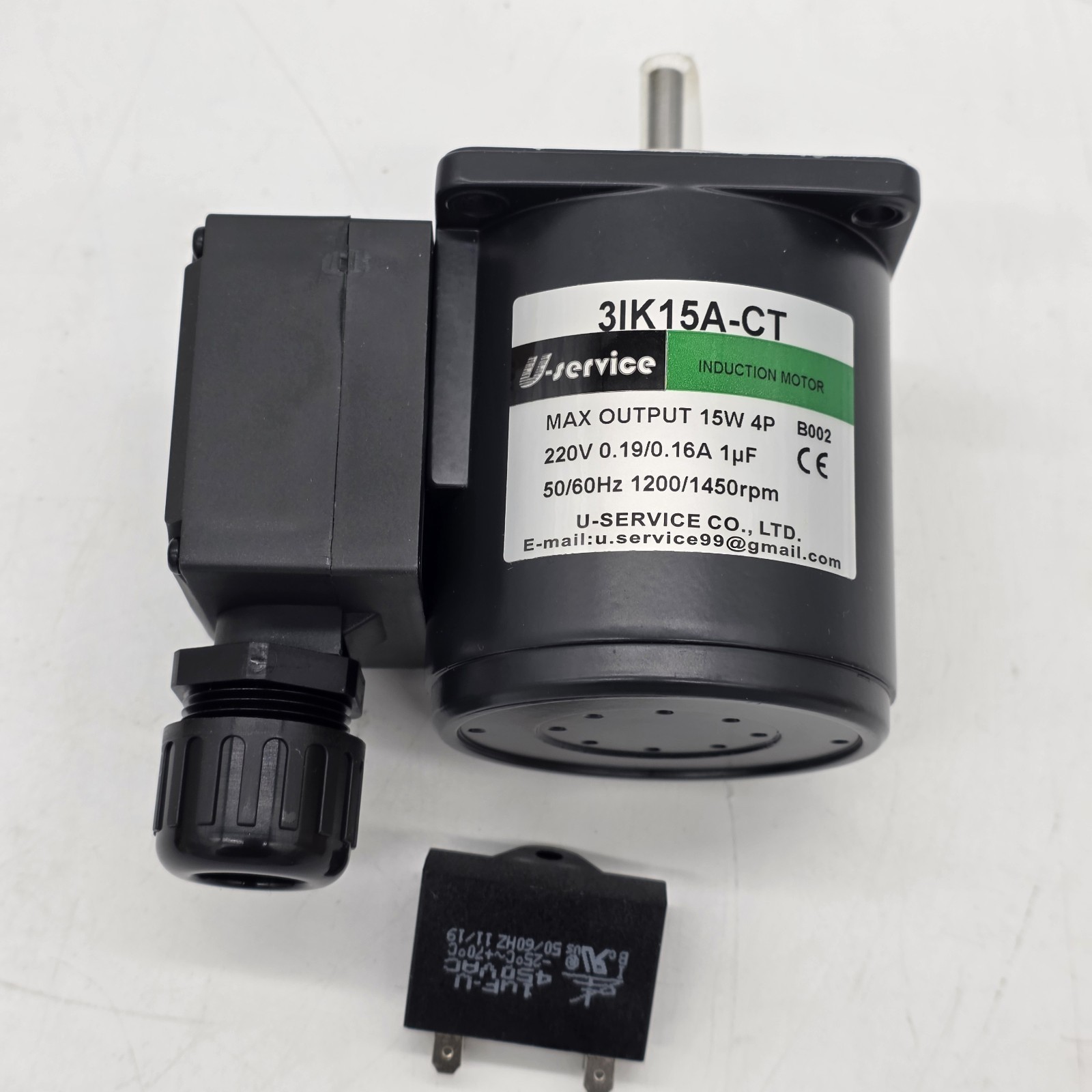 U-Service 3IK15A-CT 15W Induction Gear Motor 220V AC 1200/1450 RPM New