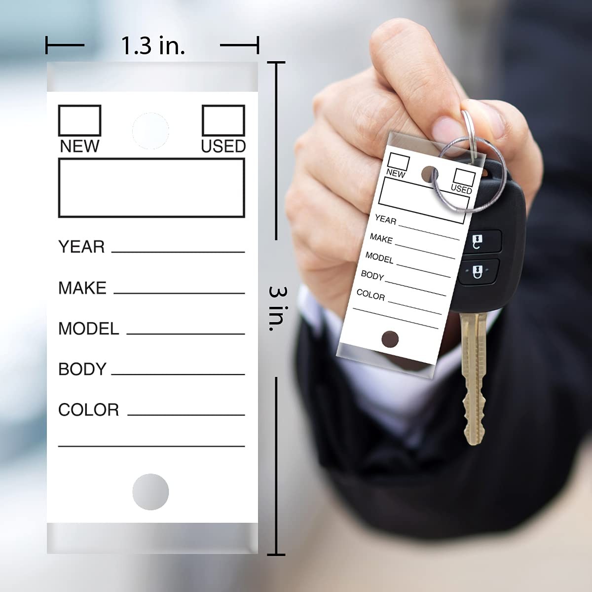 250 Per Box, Self-Protecting Paper Key Tags with Chrome-Plated Split Rings Pe…