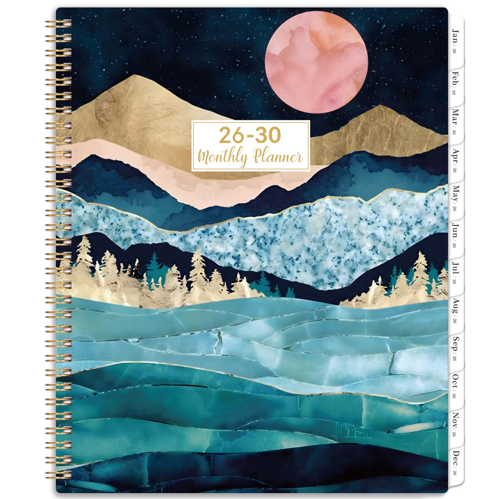 5 Year Monthly Calendar Jan.2026 – Dec.2030, 9″ x 11″ 60 Months with Tabs