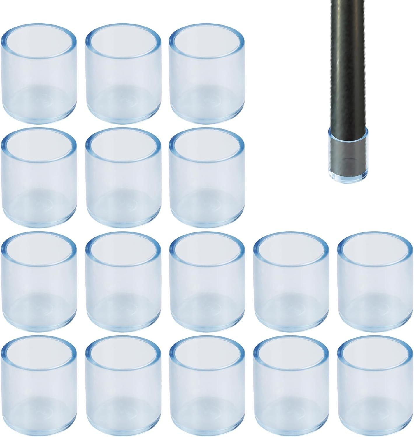 16PCS 3/4Inch ID Transparent Chair Leg Caps, Silicone 0.79 inches, Clear