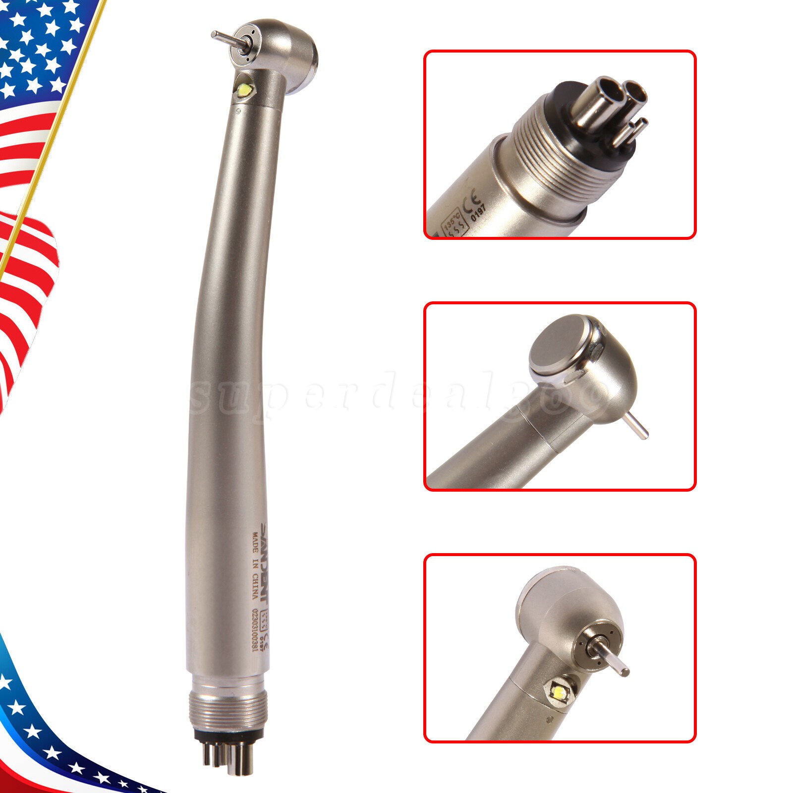 NSK Style Dental Fiber Optic LED E-generator High Speed Handpiece Turbine 4Holes