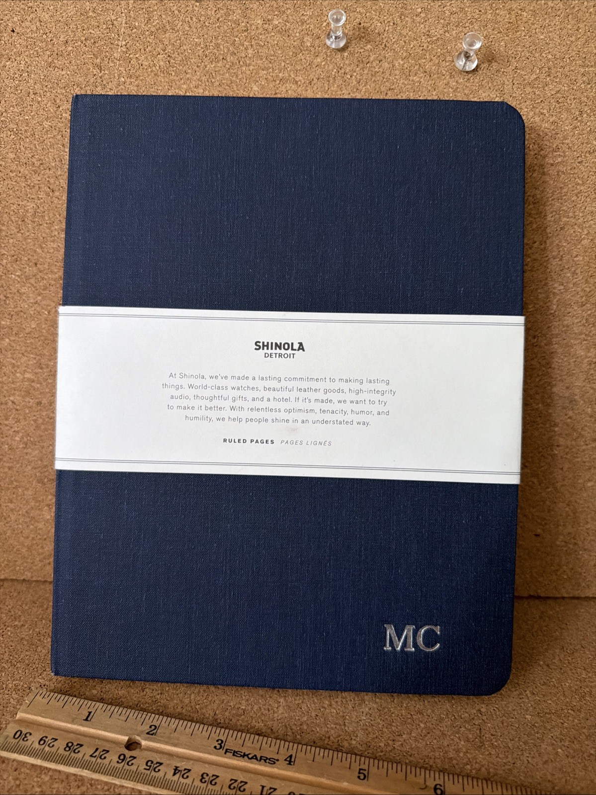 Shinola Detroit Motorcycle Club Lined Pages Journal Notebook Linen Navy Blue New