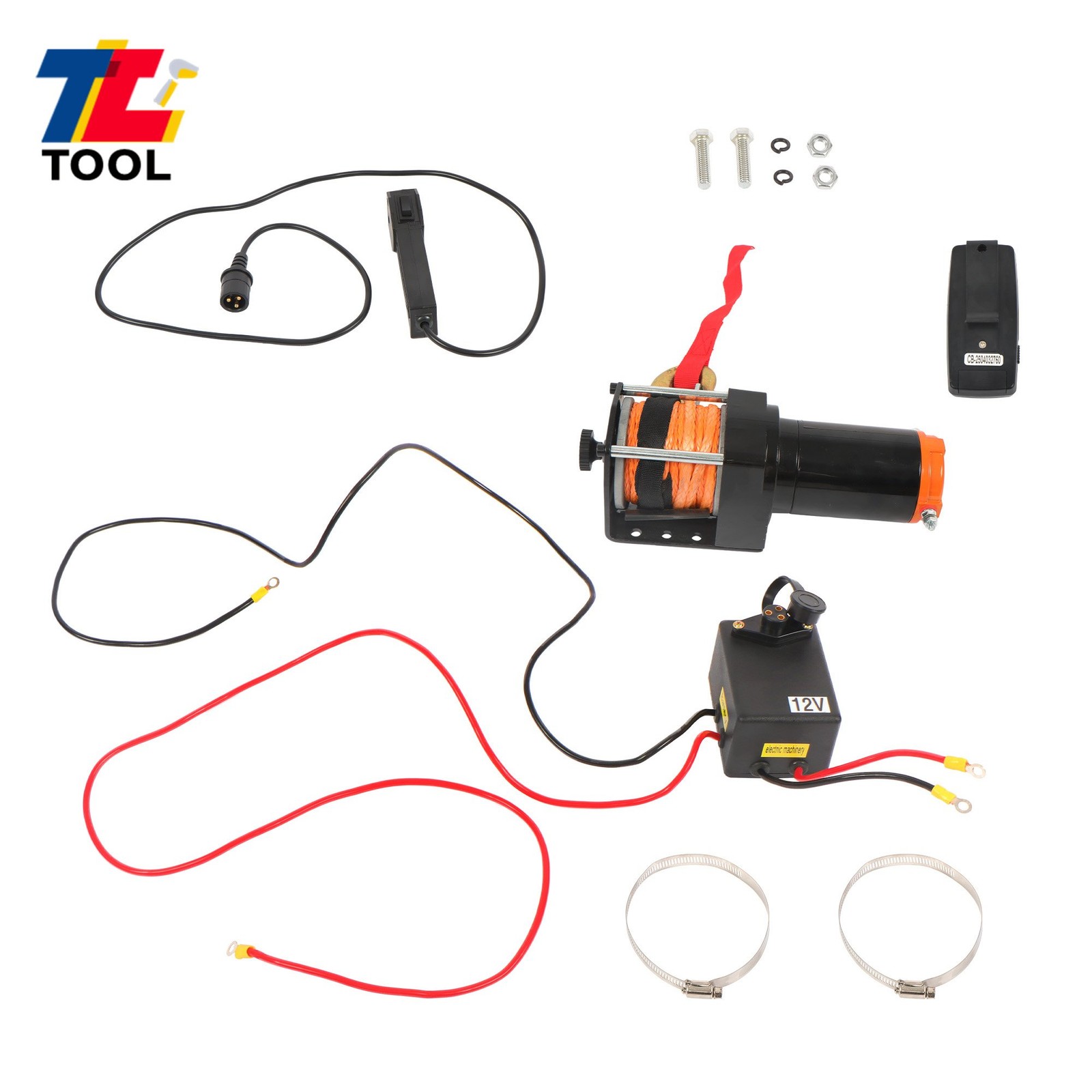 Wireless Remote Control Electric Winch 2500LBS 12VDC/1.3HP Synthetic Rope Winch