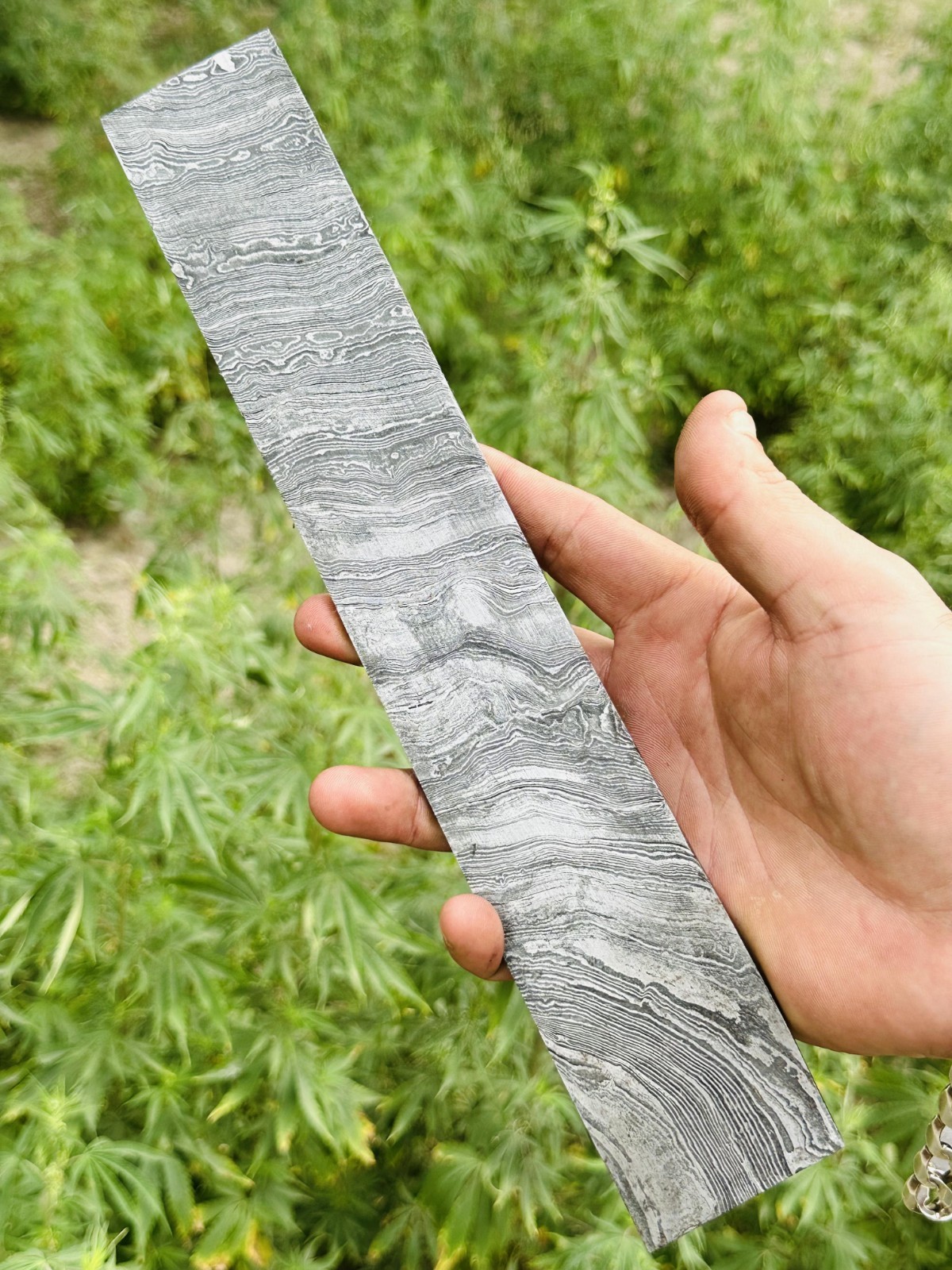 7 MM Hand Forged DAMASCUS STEEL PLATE 12”x 2” Flat Bar Billet Bar