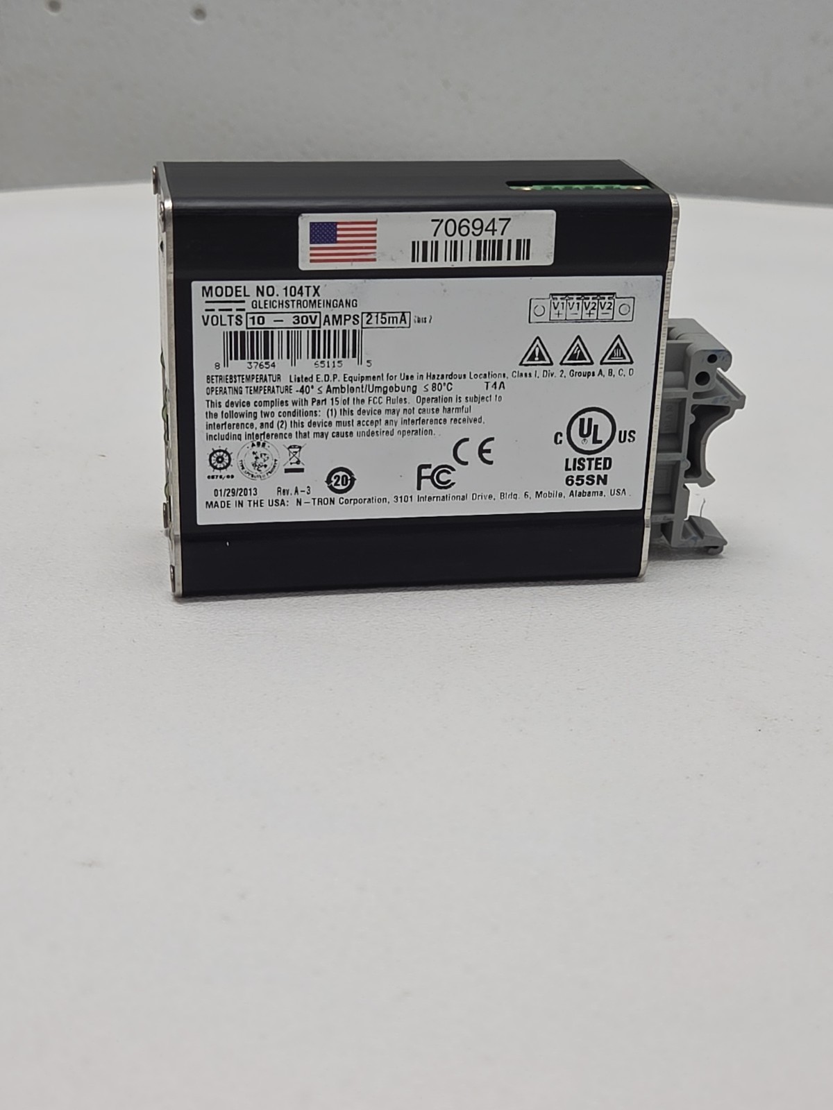 N-Tron 104TX 4-Port Unmanaged Industrial Ethernet Switch 10-30VDC