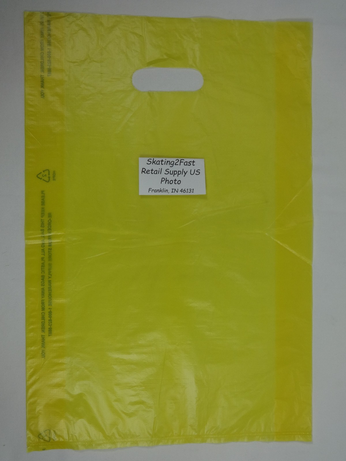 100 Qty. 12 x 3 x 18 Yellow High-Density Plastic Merchandise Bag w / Handle