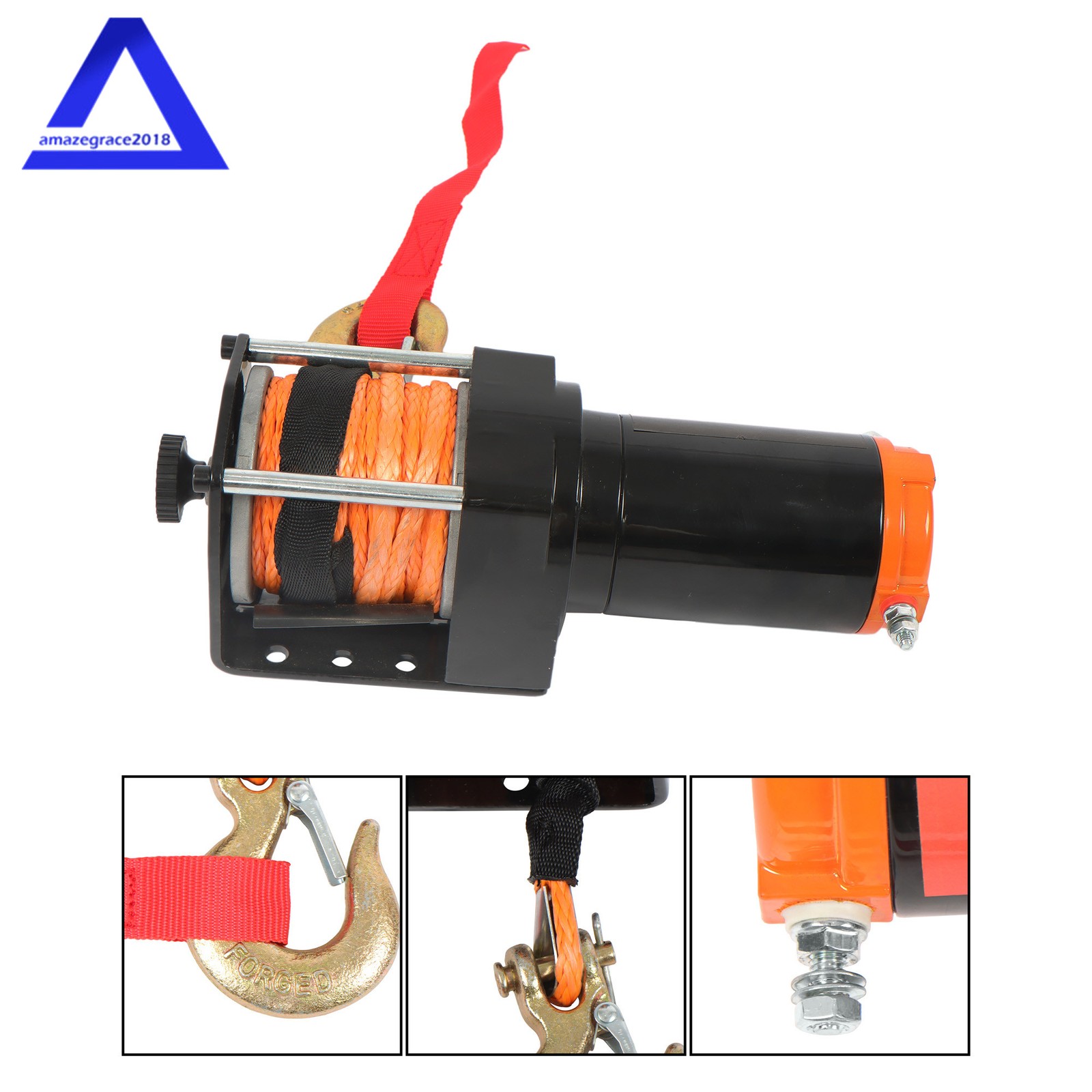 12V 2500LBS 1.3HP Electric Winch 50ft Synthetic Rope Wired & Wireless Remote