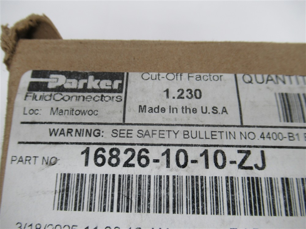 Parker 16826-10-10-ZJ ,Female JIC 37°/SAE 45° Dual Flare,Swivel,Straight Fitting