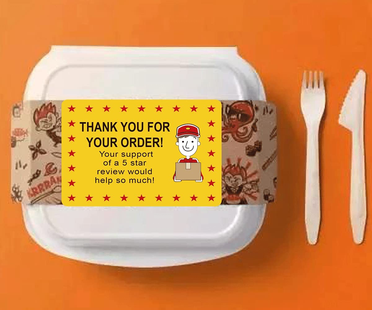 250 Pcs Star Review Delivery Labels Thank You for Your Order Stickers 2 X 3 Inch