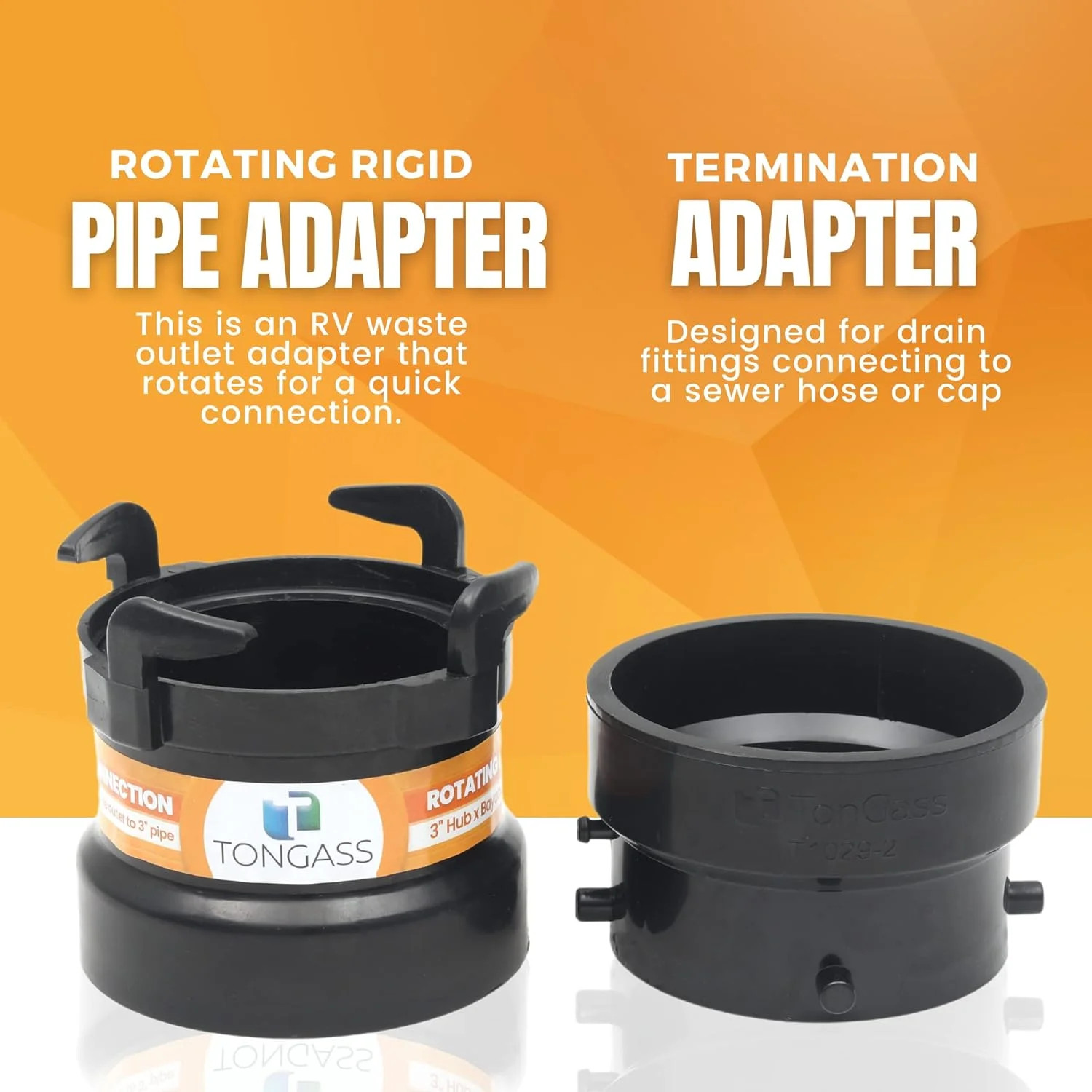 (Combo Pack) RV Sewer Hose Fitting Adapter to PVC, RV Sewer Connection & RV Sewe
