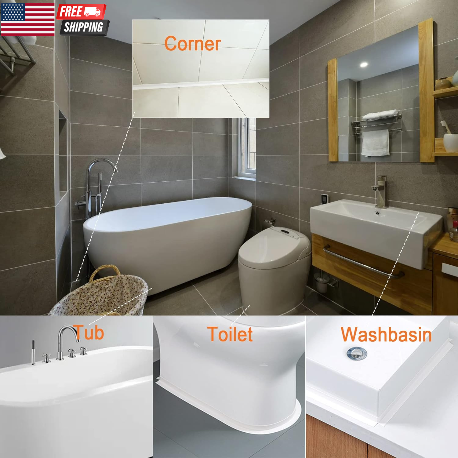 Waterproof Sealing Caulk Tape, Self Adhesive Sealant Strip for Bathroom, Toilet,