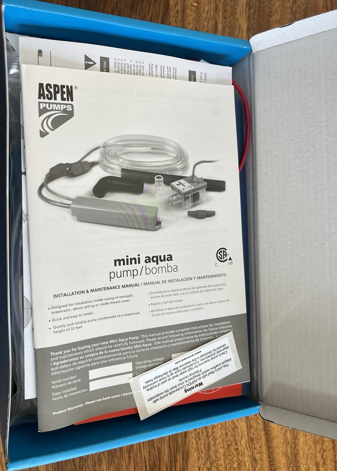 Aspen Mini Aqua Condensate Removal Pump 83809 for Mini Split Systems