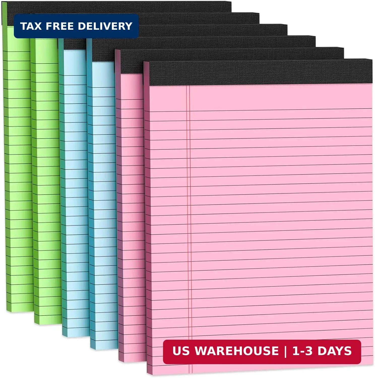 Colored Legal Pads 8.5×11 6 Pack Wide Ruled Note Pads 30 Sheets Pink