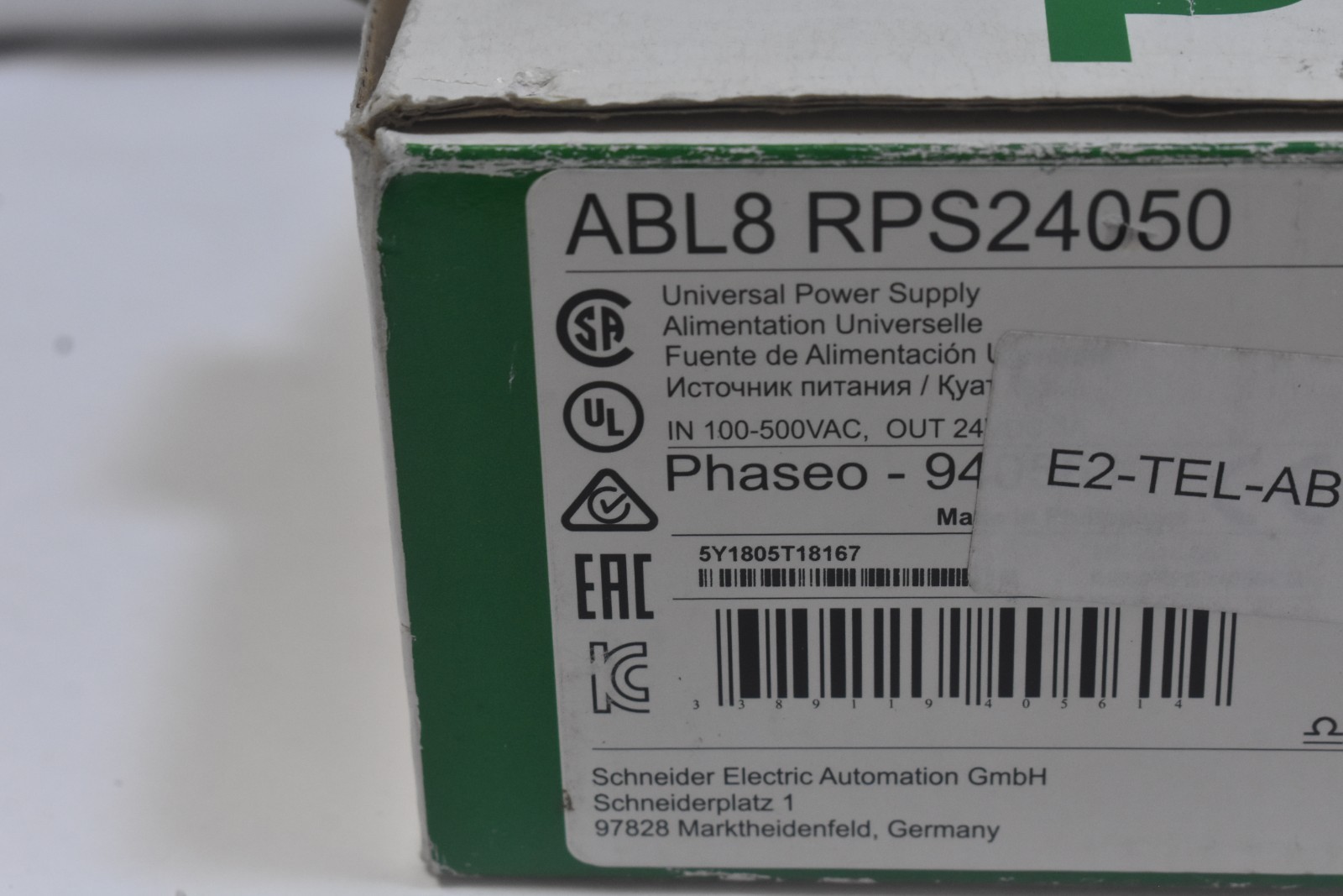 Schneider Electric ABL8 RPS24050 Universal Power Supply Phaseo 9405 Set