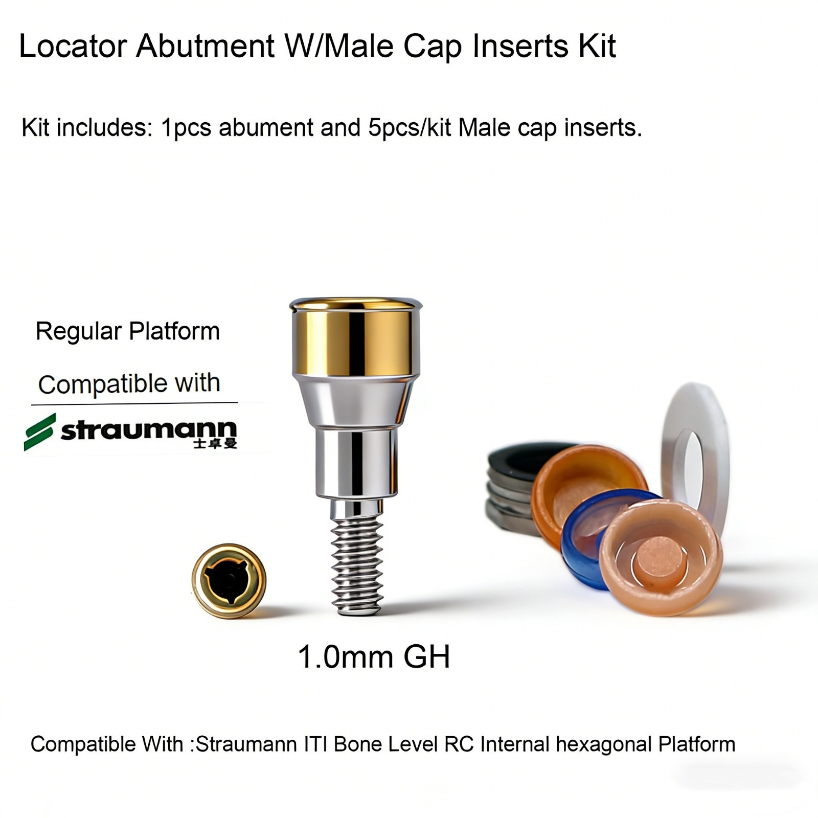 Dental Ti abutment compatible Zest locator Anchor for STRAUMANN B0ne Level NC/RC