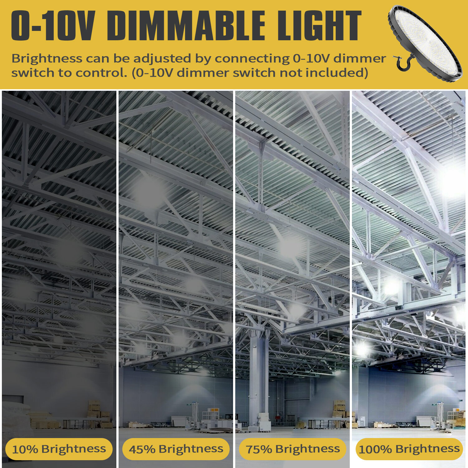 Ufo Led High Bay Light 150W 22,500LM (150lm/w) 5000K CRI 80 Dimmable Led Fixture