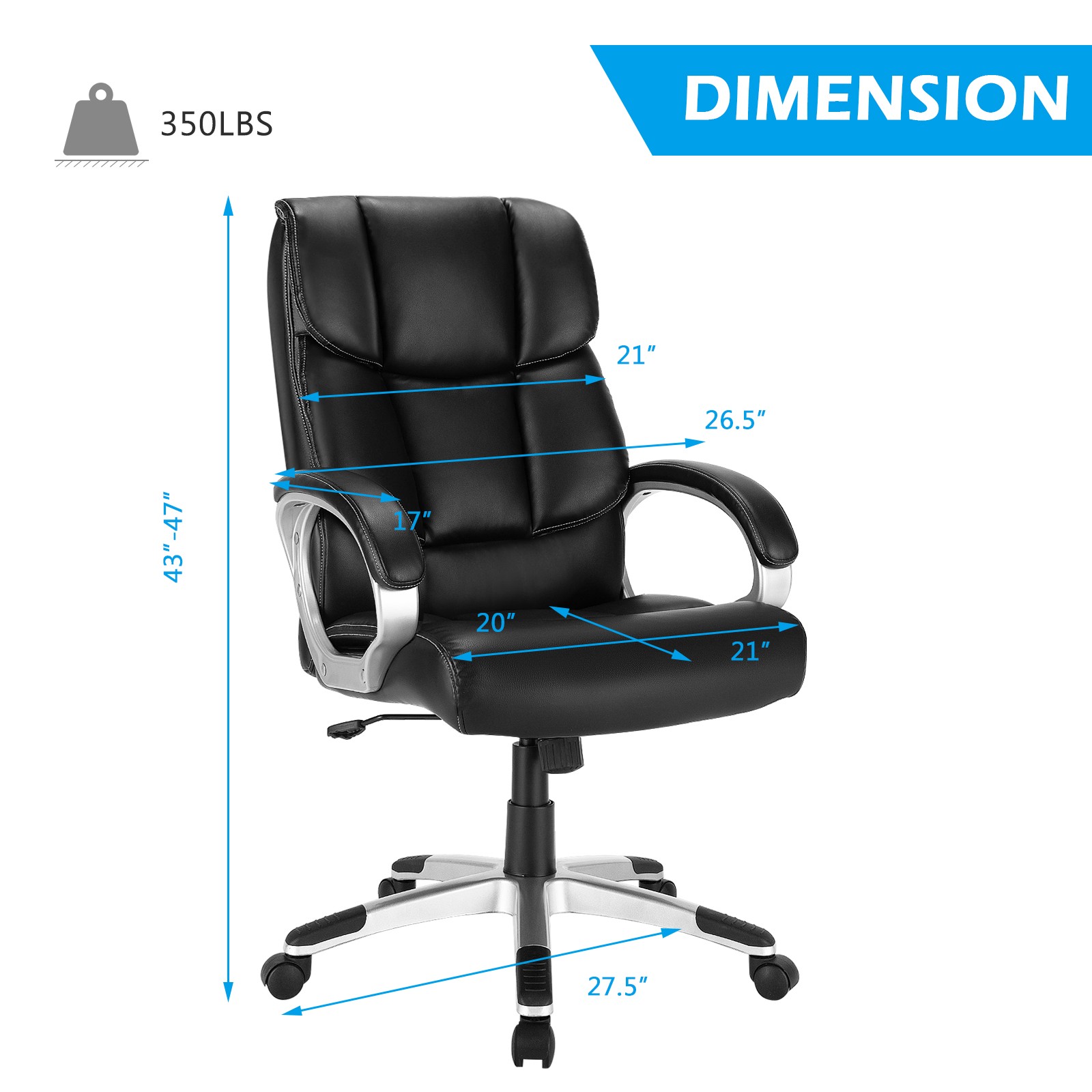 Costway Executive High Back Big & Tall Leather Adjustable Computer Desk Chair