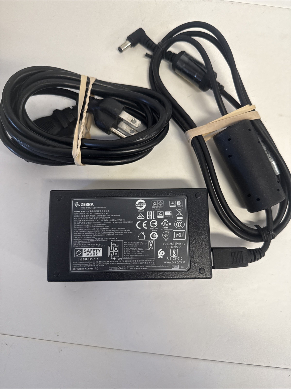 ZEBRA SAWA-56-41612A 12V 4.16A 50.0W AC ADAPTER