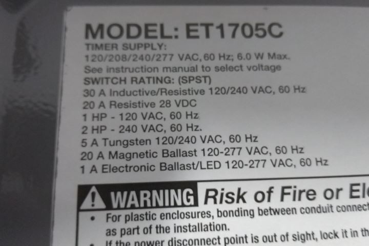 Intermatic ET1705C 120-277VAC 30 A 7 Day Maximum Electronic Timer
