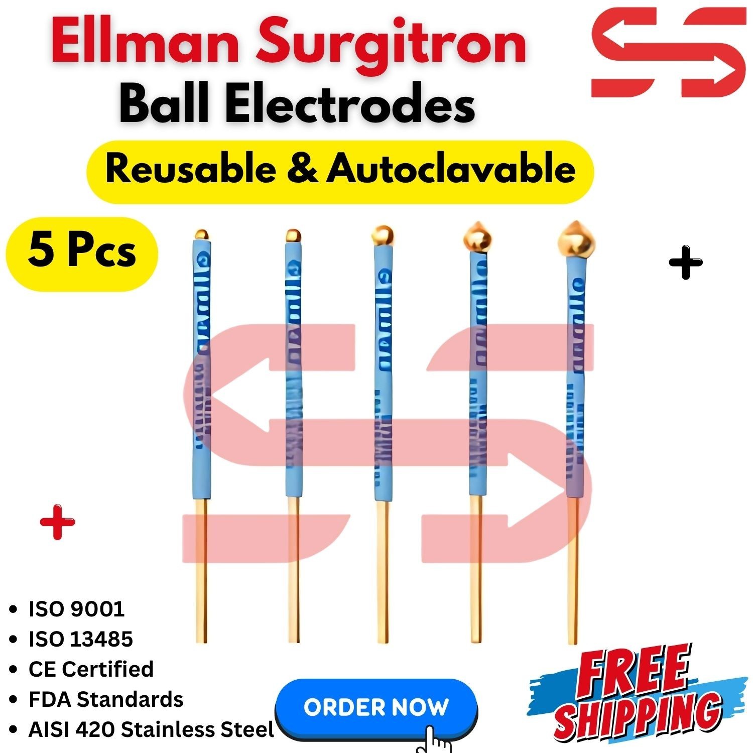 Ellman Surgitron Ball Electrodes 5 Pcs Set Reusables – Autoclavable CE Certified