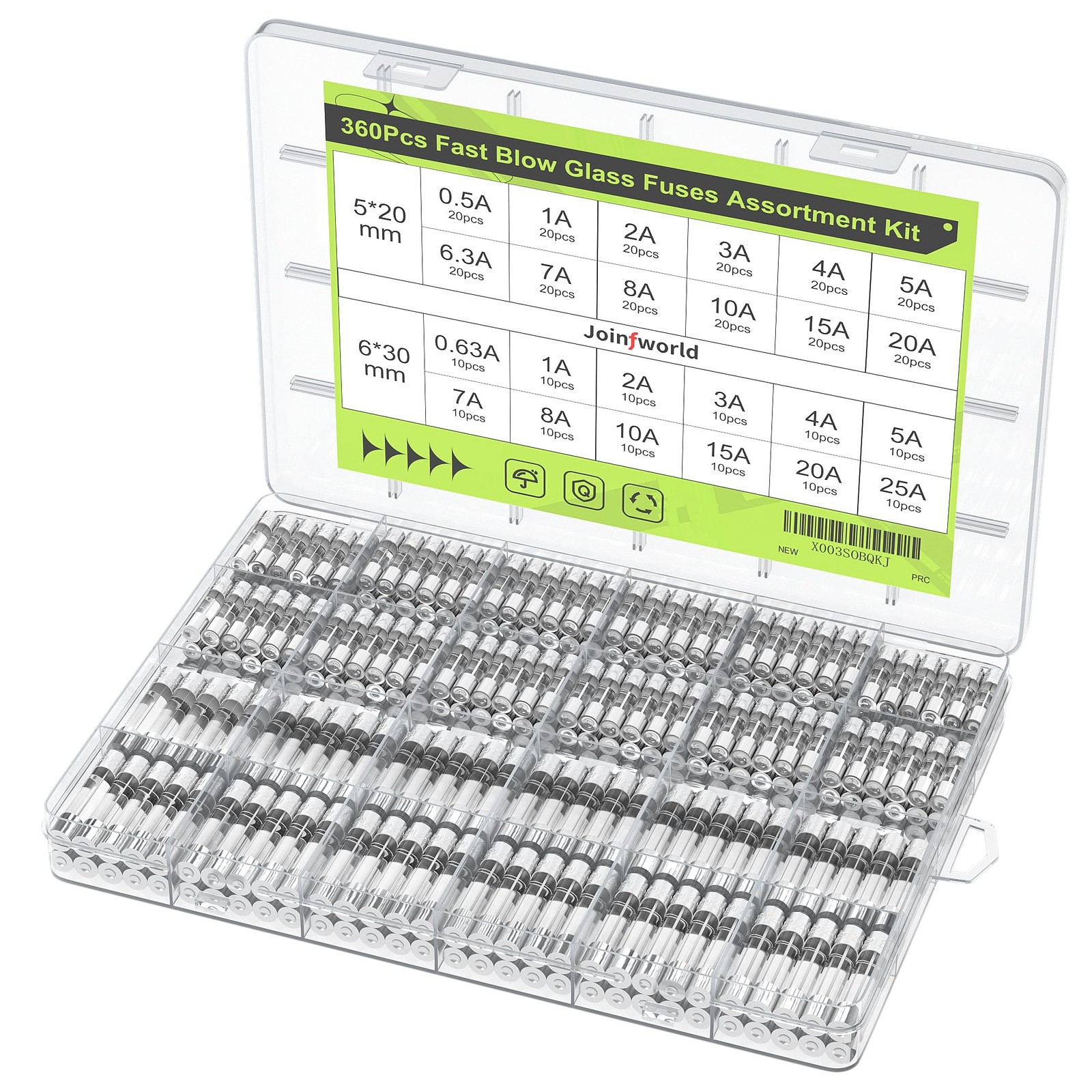 360Pcs Fast Blow Glass Fuse Assortment Kit 24 Values Automotive Fuses Kit 250…