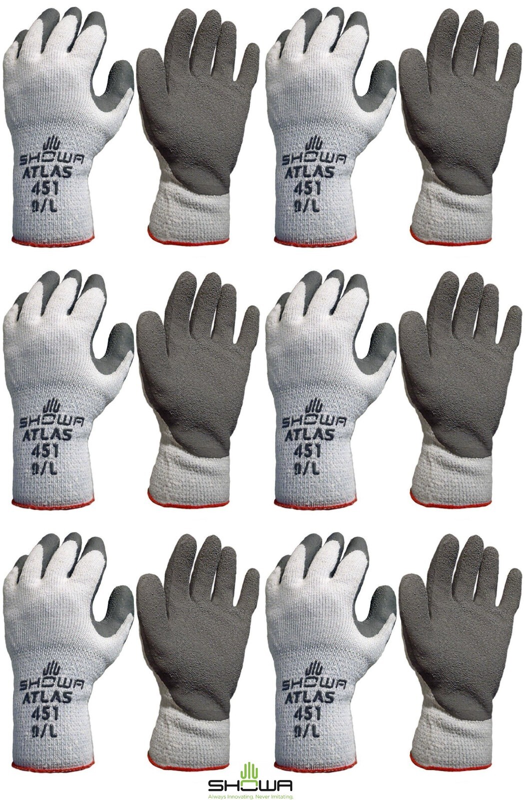 Showa 451 Therma Insulated Cold Weather Palm Coated Winter Work Gloves S-XL 6 PR