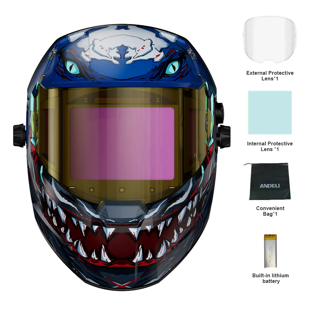 ANDELI True Color Auto Darkening Welding Helmet Side View Solar Rechargeable