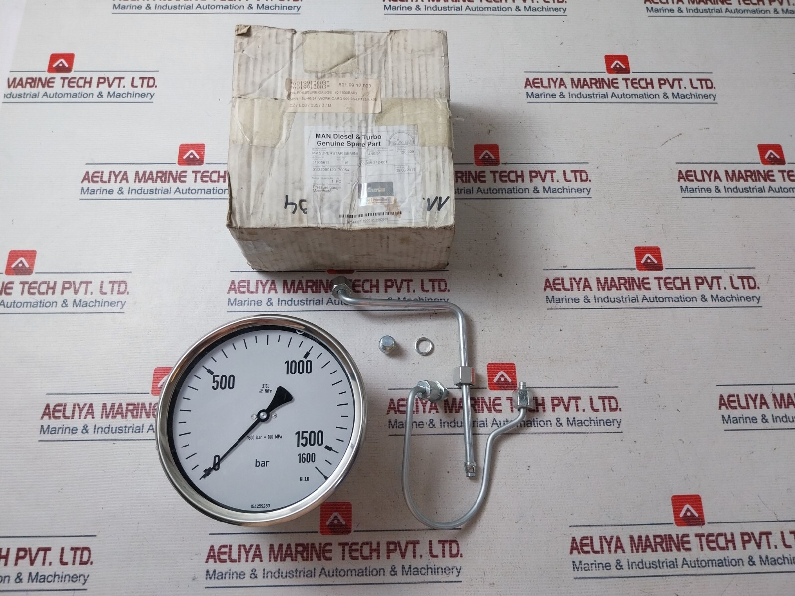 Nife 0-1600 Bar Oil Pressure Gauge 8L-40/54-Work Card 009.03-LP125/8-400