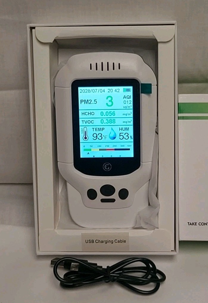 5in1 Air Quality Monitor PM25 HCHO TVOC Temperature Humidity Tracker