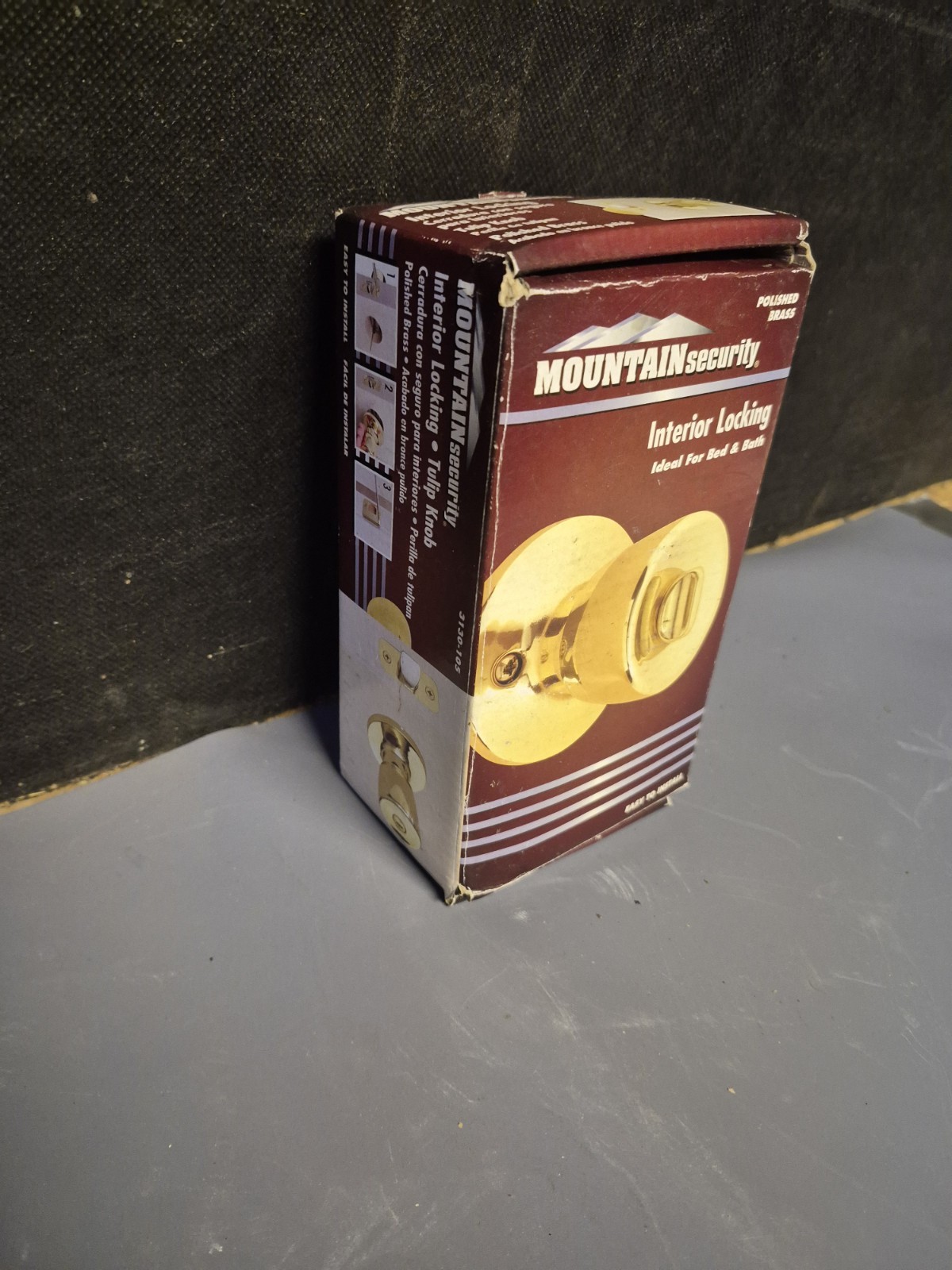 Mountain Security Interior Locking Polished Brass Tulip Door Knob 3130-105 NIB