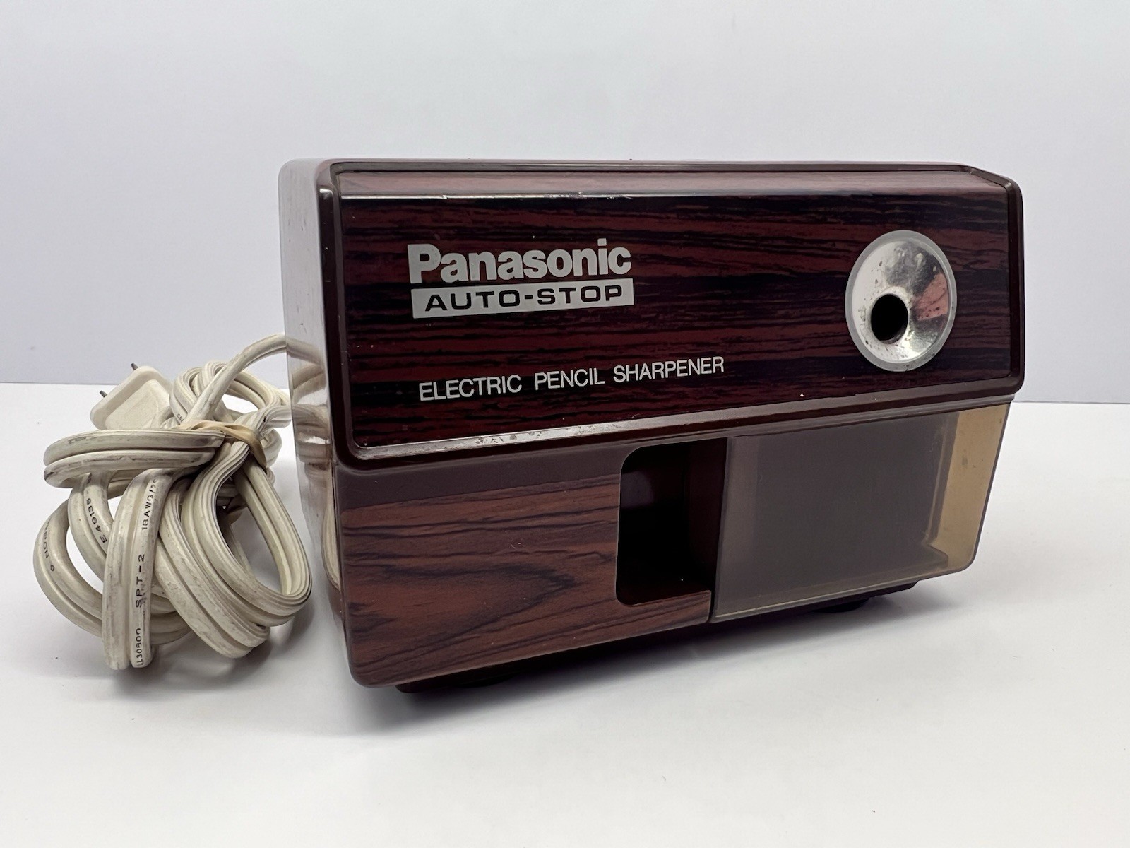 Vtg MCM Panasonic Brown Electric Pencil Sharpener #KP-110 Auto Stop/Tested/Works