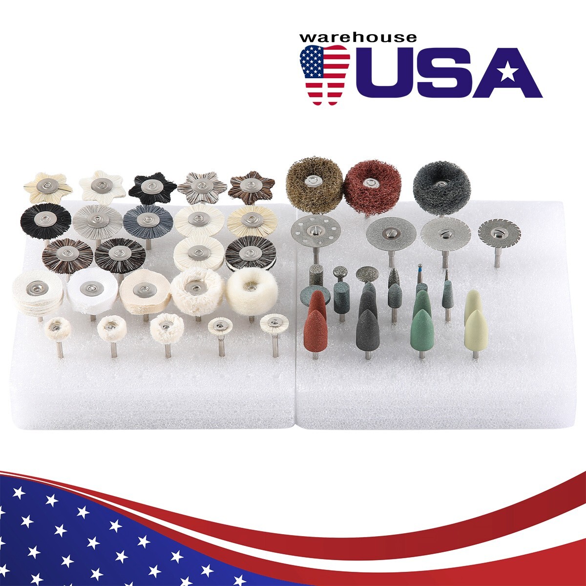 51pcs Dental Diamond Burs Discs Silicon Felt Wheel Polishing Brushs HP Polishers