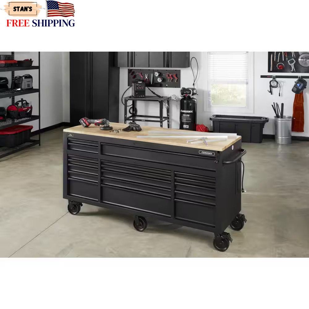 72 In W X 24 In. D Heavy Duty 18-Drawer Mobile Workbench Cabinet with Adjust….