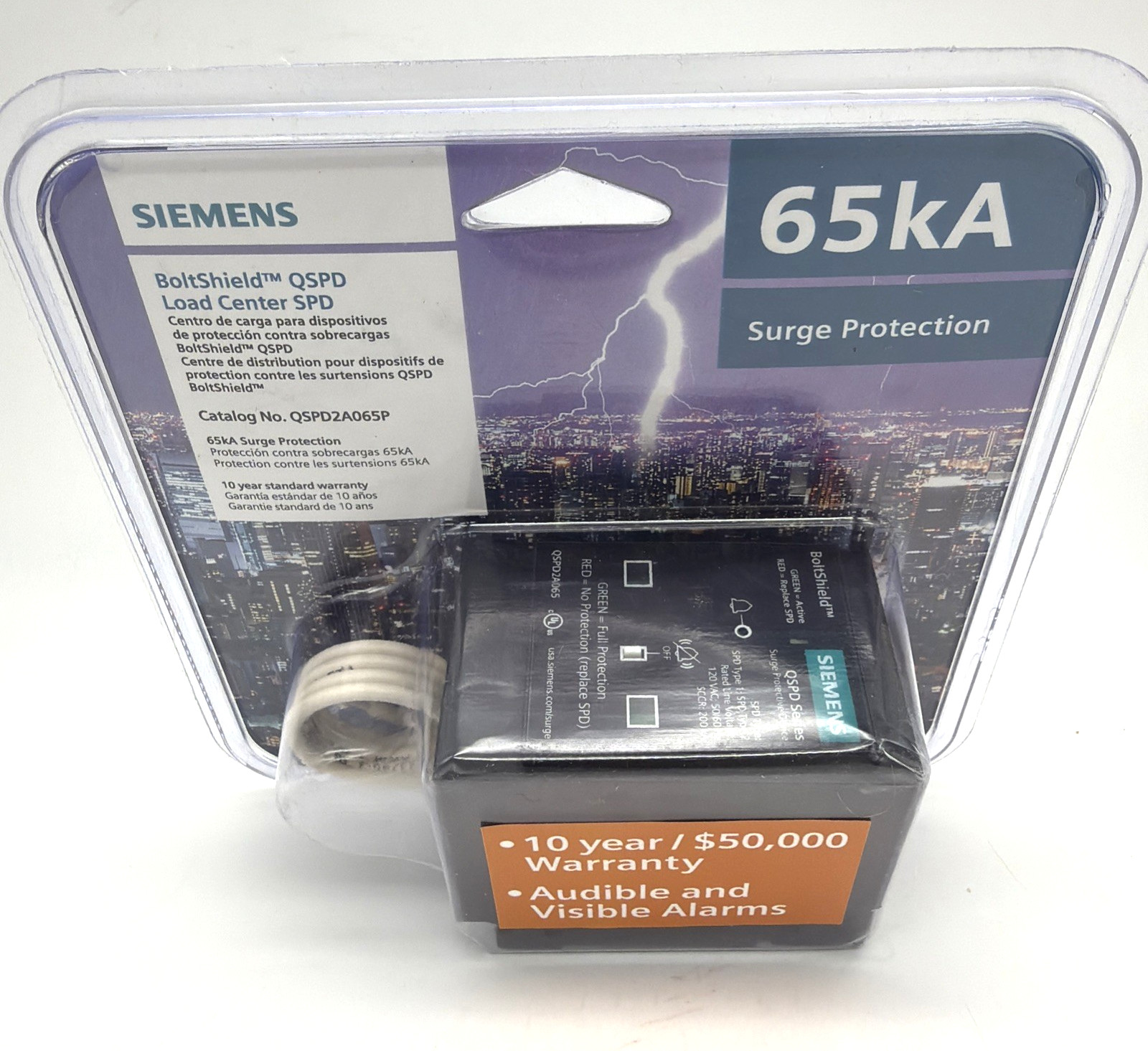 Siemens QSPD2A065P BoltShield 65kA Whole House Surge Protector Type 2 SPD NEW