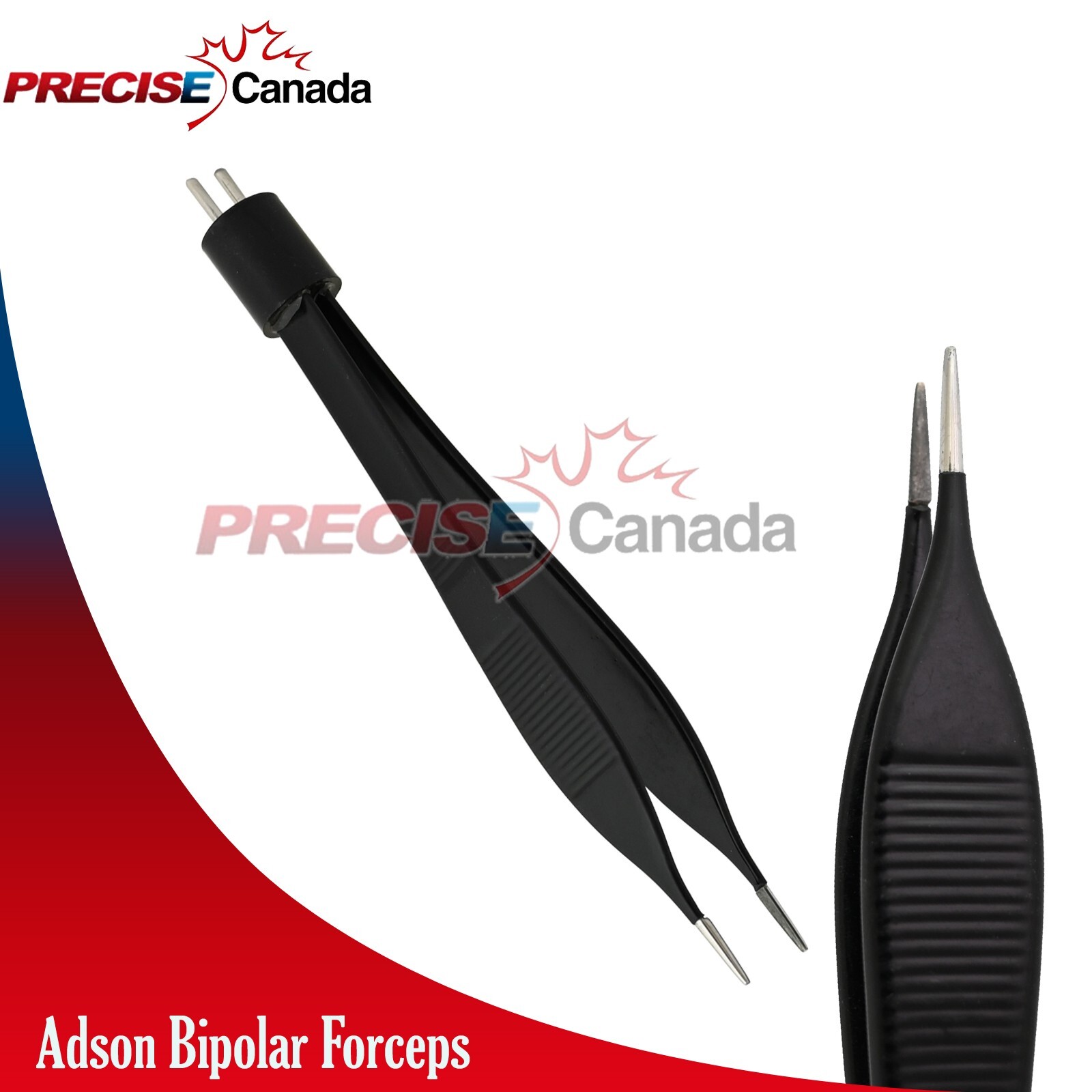 American Non Stick Adson Bipolar Forceps Reusable 12cm length 1mm Tip EL-094