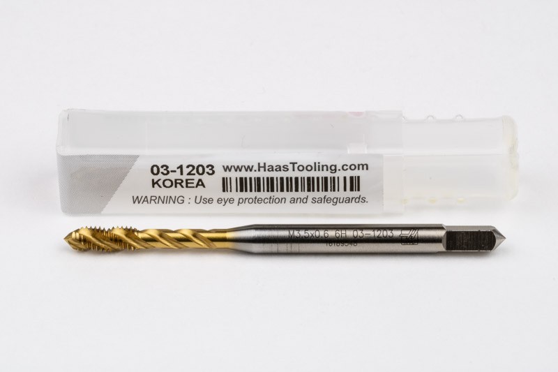 Haas M3.5×0.6 M HSS-E Spiral Flute Tap, 4mm Shank x 7mm Thread Length, 2.5XD